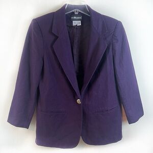 Vintage 100% Wool Plum Purple Blazer Jacket 10 Petite Academia Old Money Career